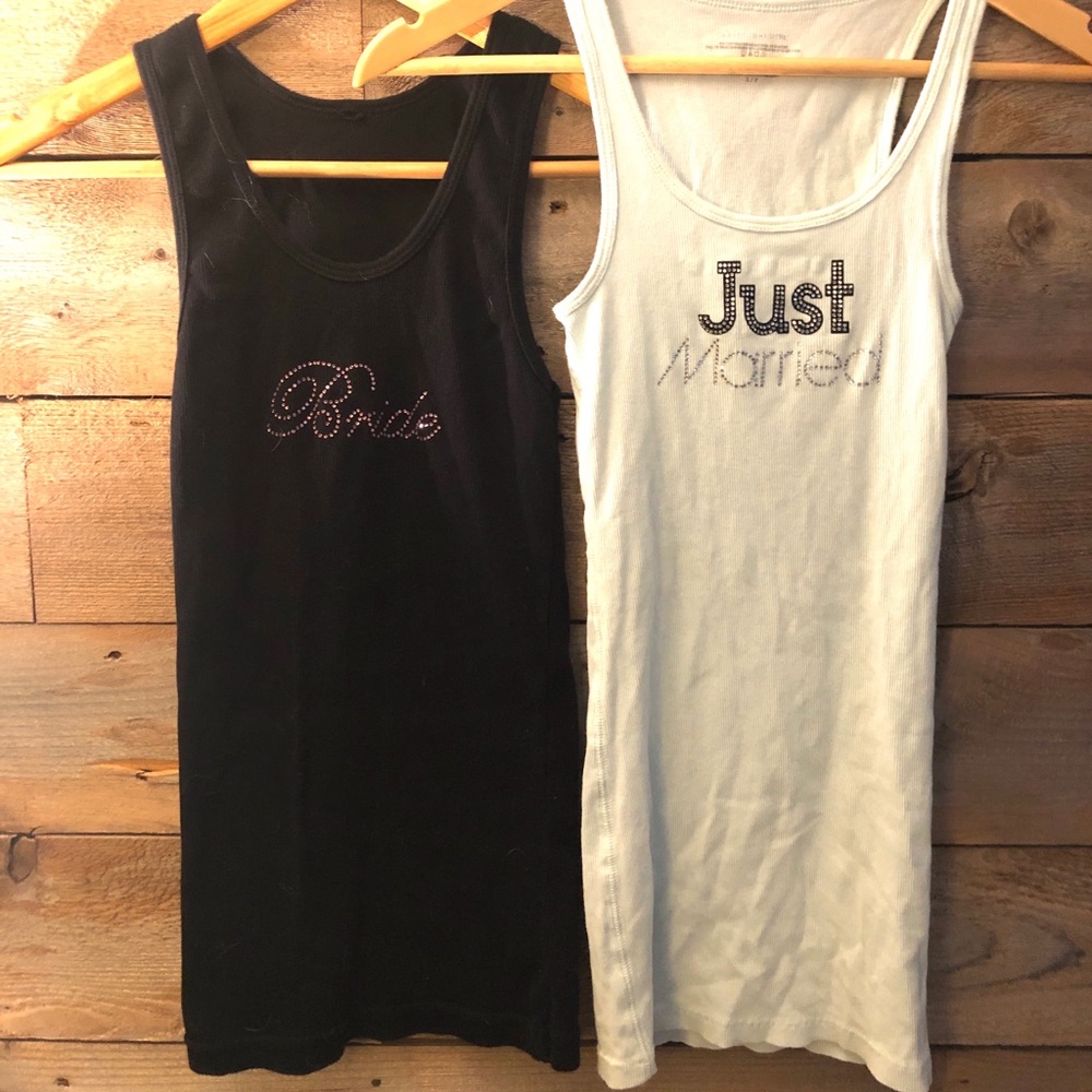 Bride and Just Married tank tops
